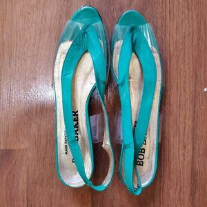 Green Leather Sandal Heels 8.5N
